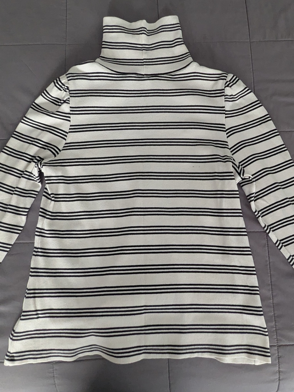 Striped Turtleneck Long-Sleeve Top - White with Black Stripes - Picture 2 of 3